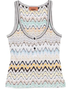 Missoni Zigzag-Knit Button-Detail Tank Top - White