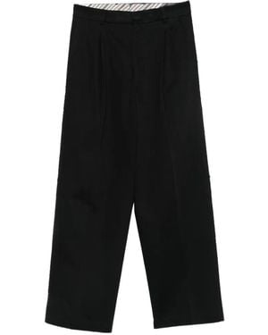 Amaranto Pleated Straight-Leg Pants - Black