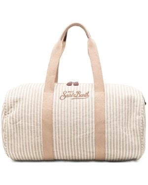MC2 Saint Barth Jetleg Striped Embroidered-Logo Holdall - Natural
