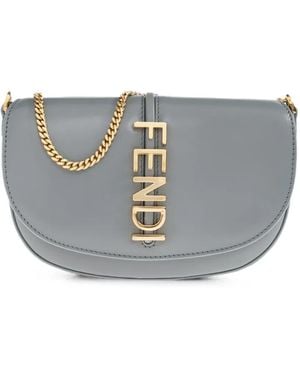 Fendi Sac Porté Épaule Graphy À Plaque Logo - Gris