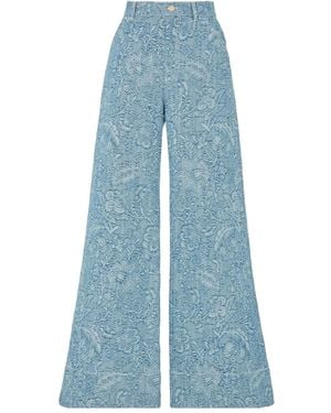 Temperley London Floral-Pattern Jeans - Blue