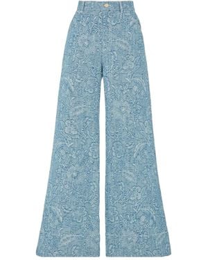 Temperley London Floral-Pattern Jeans - Blue