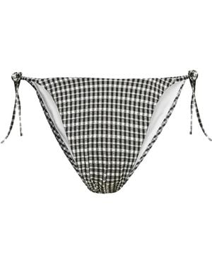 KARL LAGERFELD Ikon Gingham Bikini Bottoms - Gray