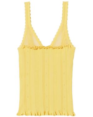Claudie Pierlot Ruffled Knit Top - Yellow