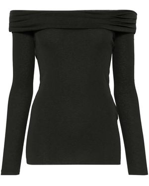 Nanushka Textured Off-Shoulder Long-Sleeve Top - Black