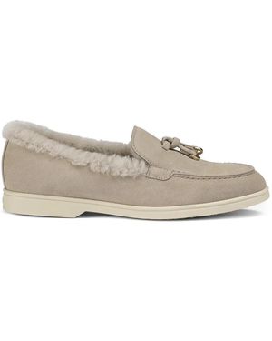 Doucal's Mocassins À Pampilles Et Finitions En Peau Lainée - White
