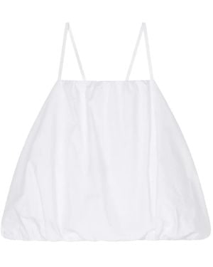 ARMANI EXCHANGE Bubble-Hem Spaghetti-Strap Top - White