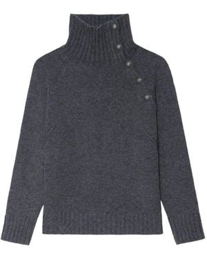Zadig & Voltaire Mora high-neck button-detail sweater - Grau