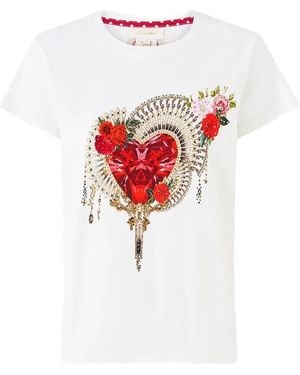 CAMILLA Camiseta Slim Con Cuello Redondo - Blanco