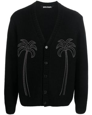 Palm Angels Cardigan À Détails De Clous - Noir