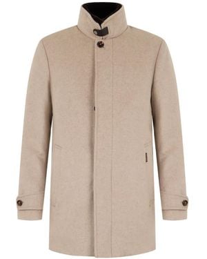 Moorer High-Neck Cashmere Coat - Natural