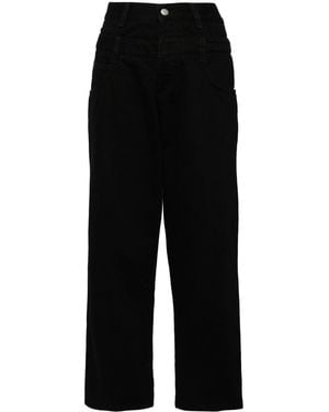 Faith Connexion Logo-Embroidered Wide-Leg Jeans - Black