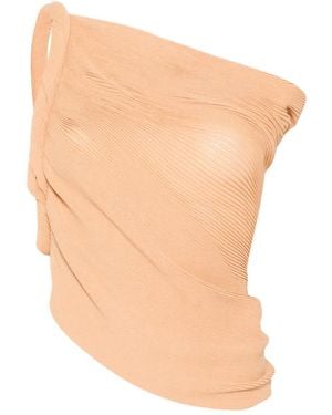 Alberta Ferretti Top Drapeado De Una Sola Manga - Blanco