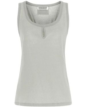 Victoria Beckham Scoop-Neck Cut-Out Tank Top - Grey