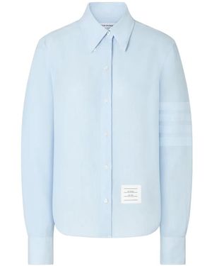 Thom Browne Linen 4-Bar Shirt - Blue