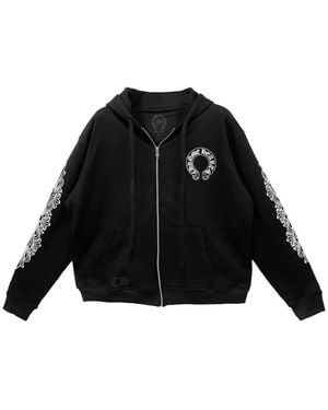 Chrome Hearts Thermal Floral Horseshoe Zip Up - Black