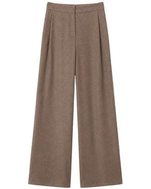 Dusan Flannel Wide-Leg Tailored Pants - Brown