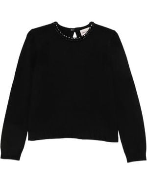 Semicouture Crystal-Embellished Cut-Out Sweater - Black