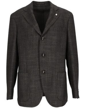 Luigi Bianchi Drop 7 Herringbone-Pattern Blazer - Black