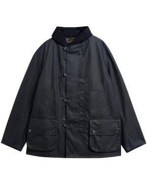 Barbour Macdale Waxed-Cotton Corduroy-Collar Jacket - Blue