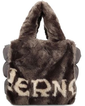 Herno Faux-Fur Logo-Embellishment Tote Bag - Black