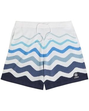 Sandbanks Chevron-Knit Drawstring Track Shorts - Blue