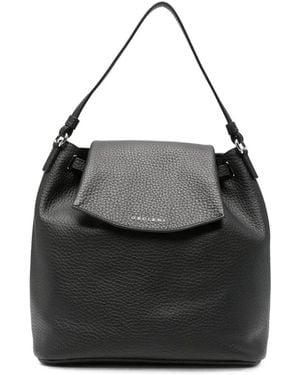 Orciani Bolso De Hombro De Piel Granulada - Negro
