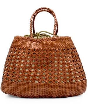 Donna Karan Woven Leather Shoulder Bag - Brown