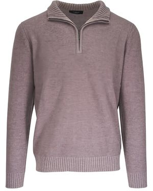 Kinross Cashmere Pullover mit Reißverschlusskragen - Grau