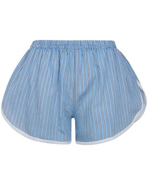 Frankie Shop Deya Striped Piped-Trim Mini Shorts - Blue