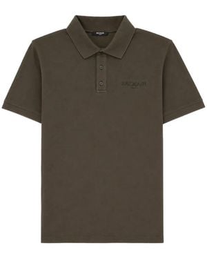 Balmain Polo Con Logo Bordado - Verde