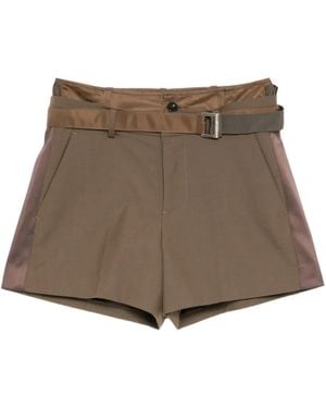 Sacai Belted Shorts - Brown