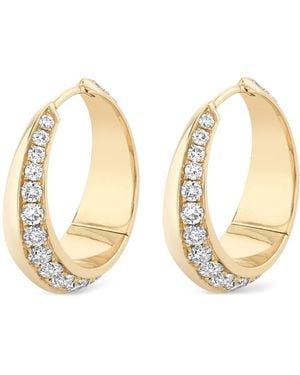 Lizzie Mandler Diamond Crescent Hoop Earrings - Metallic