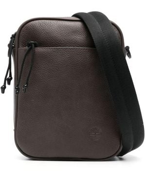 Timberland Grained Leather Panelled Messenger Bag - Black