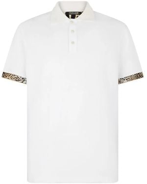 Roberto Cavalli Polo Con Stampa Leopardata - Bianco