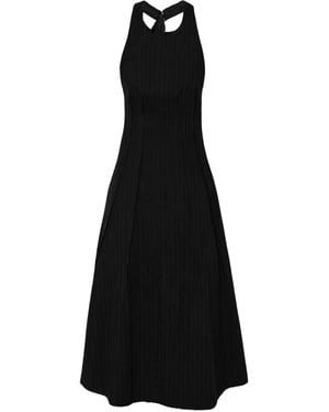 RAQUETTE Vestido midi con cuello halter y pliegues - Negro