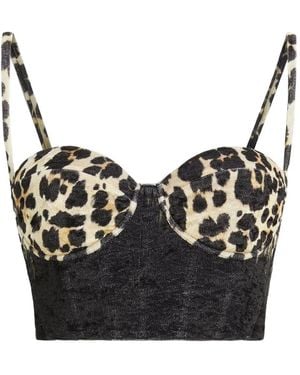 Roberto Cavalli Top Met Luipaardprint - Zwart