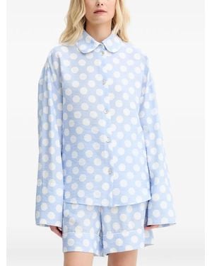 Sleeper Set Aus Hemd Und Shorts Mit Polka Dots - Blau