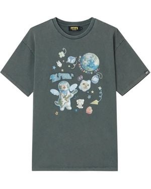 Mini Cream Graphic-Print T-Shirt - Gray