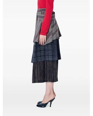 Vivienne Westwood Plaid Layered Asymmetrical Skirt - Blue