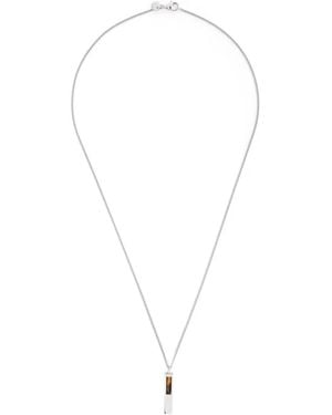 Tom Wood Collar Con Colgante Cube Y Ojo De Tigre - Blanco
