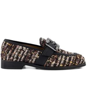 Gibaldi Martina T Duilio 3 Crystal-Embellished Tweed Loafers - White