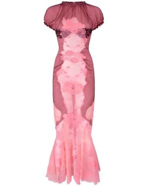 The Attico Lace Geometric-Pattern Midi Cotton Dress - Pink