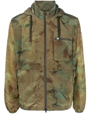 Herno Camouflage-Pattern Hooded Bomber Jacket - Green