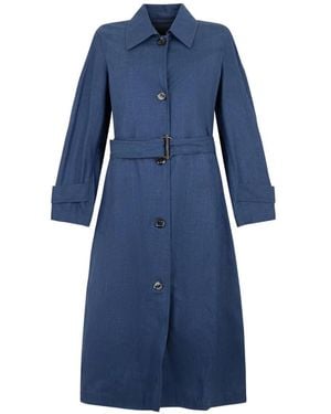 Moorer Desiree-P Belted Button-Up Trench Coat - Blue