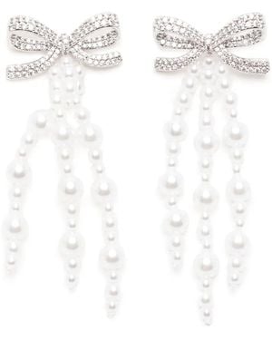 Self-Portrait Bow-Embellishment Earrings - White