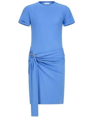 Ferragamo Draped Knot Detail Mini Dress - Blue