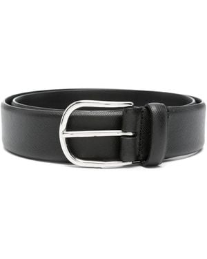 Fursac Ceinture En Cuir Saffiano - Noir