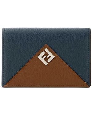 Fendi Lui Ff Logo Leather Card Holder - Blue