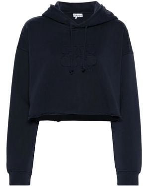 Ganni Organic Cotton Cropped Hoodie - Blue